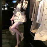 2025 popular autumn new classic senior commuter casual loose lazy style khaki long waist trench coat