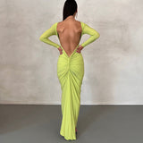 GOOSUDU 2025  hot-selling new solid color sexy backless pleated long temperament slim dress  wholesale