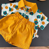 Boys' Summer New Polo Collar Top Shorts Western Style Flower Suit Children's Korean Fashion Short Sleeve Dress Tide