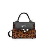 GOOSUDU 2025 Retro leopard print handbag women's popular new trend fashion Kelly bag niche high-end versatile shoulder women's bag