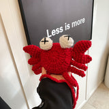 GOOSUDU 2025 Children's wool knitted bag popular new cartoon little crab girl change messenger bag girl baby shoulder bag