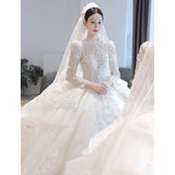 goosudu Main Wedding Dress Long Sleeve New -Style Bride Small Sense Palace Style Retro Trailing New Factory Direct Sales