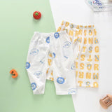 Baby Open-Seat Pants Cotton Thin Baby Cropped Pants Pajama Pants Children's Air Conditioning Pants Summer Loose Breathable Pants