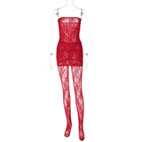 GOOSUDU 2025 women's clothing new hot-selling sexy royal sister style lace chest wrap dress close to the body with stockings set