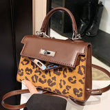 GOOSUDU 2025 Retro leopard print handbag women's popular new trend fashion Kelly bag niche high-end versatile shoulder women's bag