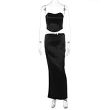 GOOSUDU hot-selling new women's clothing solid color fashion strap chest wrap sexy hip wrap dress set  wholesale