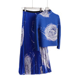2025 Change the picture, OEM processing, custom fashion women's clothing, personalized suit, autumn clothing, new pleated top, skirt two-piece set