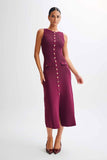 GOOSUDU 2025 Knitted dress temperament elegant sleeveless button dress long dress