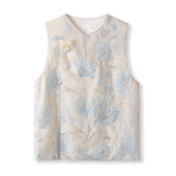 New Chinese style three-dimensional flower satin flower branches heavy industry embroidery vest temperament niche design vest M3124