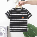 New Modal round Neck Top Summer Lapels Polo Shirt Boys' Thin Casual Striped Short Sleeve All-Matching T-shirt