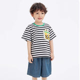 Boys' T-shirt Girls' Short Sleeve Children's  New Children's Clothing Little Kids' Summer Clothing Cotton Striped Top Cartoon Half Sleeve