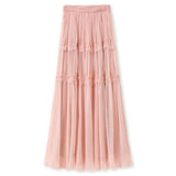 Spring  new high-end design light luxury A-shaped skirt celebrity fairy lace thin skirt female MZ009