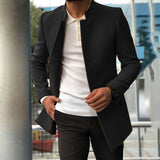 2025 Hot trade casual men's clothing middle-aged and young people's suits autumn new trendy men's solid color slim woolen goods factory direct sales