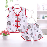 Baby Cotton Silk Clothes Summer Thin Boys Baby Chinese Style Vest Shorts Two-Piece Suit Ethnic Tang Suit Thin