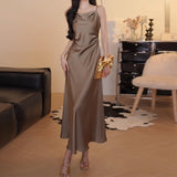 Style Temperament Sling Dress Women's High-Quality Summer 2024 New High-End Exquisite Waist-Slimming Long Dress