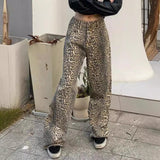 GOOSUDU Maillard High Street Vintage Leopard Print Jeans NEWn Women's Loose Straight Vintage Design Casual Pants Fashion