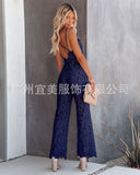 GOOSUDU INS New Design  Summer Sexy Elegant Women's Clothing Lace Jumpsuit Mid Waist Casual Pants Smooth Lining