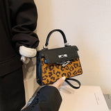 GOOSUDU 2025 Retro leopard print handbag women's popular new trend fashion Kelly bag niche high-end versatile shoulder women's bag