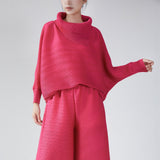 2025 Hot trade large-size women's top covers the stomach and looks thin, high-end  batman shirt pleated loose long-sleeved t-shirt women