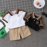 Boys' Summer Short Sleeve Suit 0-5 Years Old Children's Polo Shirt Lapel T-shirt Shorts 2 Pieces Set Foreign Trade Children's Wear Wholesale