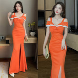 goosudu New Fashion Nightclub KTV Princess Technician Overalls Elegant Slim-Fit Massage Dress Evening Dress Health Care