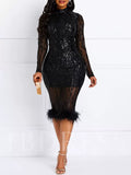 Goosudu Sequined Party Tassels Midi Dress