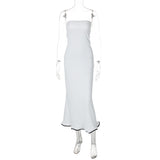 GOOSUDU New hot-selling solid color new sexy tube top sleeveless long slim-fitting big wave skirt dress women