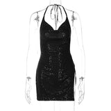 GOOSUDU 2025 Express new fried street street style sexy backless hollow neck show figure short women's dress