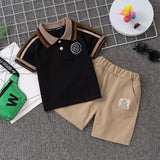 Boys' Summer Short Sleeve Suit 0-5 Years Old Children's Polo Shirt Lapel T-shirt Shorts 2 Pieces Set Foreign Trade Children's Wear Wholesale