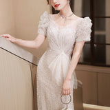 goosudu Fishtail Evening Dress for Women  New High Sense High-End Affordable Luxury Niche Adult Wedding Dress  Host Toast