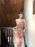 2025 Atmosphere Prosperous temperament Skinny niche high-end tie-dye new Chinese dress Super fairy seaside vacation dress
