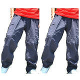 GOOSUDU Spring and Autumn Men's Multi-Pocket Trousers Fat Men's Casual Fat Rayon Overalls plus-Sized plus Size Wide Leg Elastic Waist Loose Long Pants