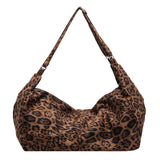 GOOSUDU 2025 Retro leopard print tote bag women's popular new commuter messenger bag large capacity premium texture portable shoulder bag