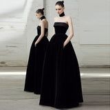 2025 Evening Dress Sexy Black Tube Top Evening Dress Femininity Long Banquet Celebrity Premium Dress Gift Dress