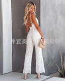 GOOSUDU INS New Design  Summer Sexy Elegant Women's Clothing Lace Jumpsuit Mid Waist Casual Pants Smooth Lining