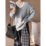 2025 popular autumn and winter new Korean version loose casual lazy wind v-neck pullover sweater knitted sweater 960