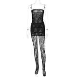 GOOSUDU 2025 women's clothing new hot-selling sexy royal sister style lace chest wrap dress close to the body with stockings set