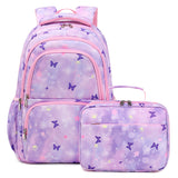 New Cute Butterfly Printing Schoolbag for Primary School Students Large Capacity Backpack 2-Piece Children's Decompression Student Backpack