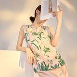 New Chinese style three-dimensional flower satin flower branches heavy industry embroidery vest temperament niche design vest M3124