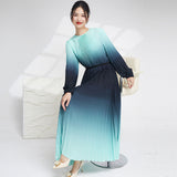 2025 2025 New Popular trade gradual change dress fashion women's loose lace-up thin temperament elegant dress long dress women