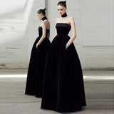 2025 Evening Dress Sexy Black Tube Top Evening Dress Femininity Long Banquet Celebrity Premium Dress Gift Dress
