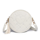 GOOSUDU 2025Crossbody bag love small round bag popular autumn new New fringed women's bag fashion portable shoulder PU small bag