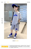 Children's Clothing Boys Summer Suit Solid Color  New Korean Style Children's Loose Two-Piece Suit Medium and Large Children's Casual Fashion