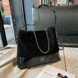 GOOSUDU 2025 New large-capacity versatile tote bag trendy premium bucket bag soft leather chain single shoulder oblique span bag