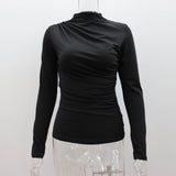 ANTMVS2025 Popular trade women's long-sleeved tops, sexy  new T-shirt stand-up collar slim-fitting bottoming shirt top wholesale