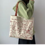 Women's Bag  New Korean Style Fashionable One-Shoulder Canvas Bag Large Capacity Harajuku Japanese Style Ulzzang Shopping Fu