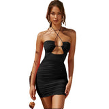 European and American Women's Clothing New Summer New Halter Suspender Skirt Fashion Sexy Night Club Style Backless Sheath Dress Women