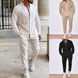 GOOSUDU Cross-Border European and American Style Men's Clothing Linen Autumn Leisure Suit Long-Sleeved One-Piece Overalls Foreign Trade Supply Wholesale Hot Sale