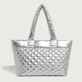 GOOSUDU 2025 Autumn new Xiaoxiangfeng diamond tote bag women's large-capacity air-feeling down bag commuter shoulder armpit bag