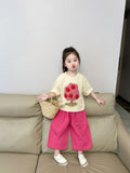 Spring and Summer Girls' Short-Sleeved Suit Children's Fashionable Stylish Sports Casual Two-Piece Suit Baby Online Red Clothes